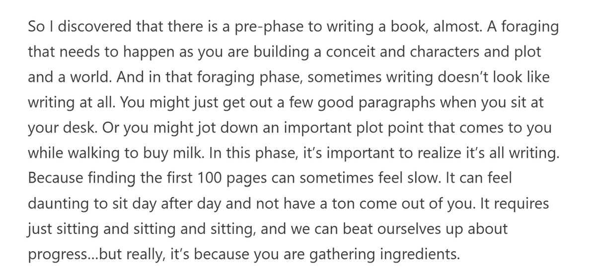 HigherEdSoc's tweet photo. On the "foraging" phase of writing. Where one simply "gathers the  ingredients." (Excerpt by Xochitl Gonzalez, author of Olga Dies  Dreaming). https://t.co/tMpOk80d1q