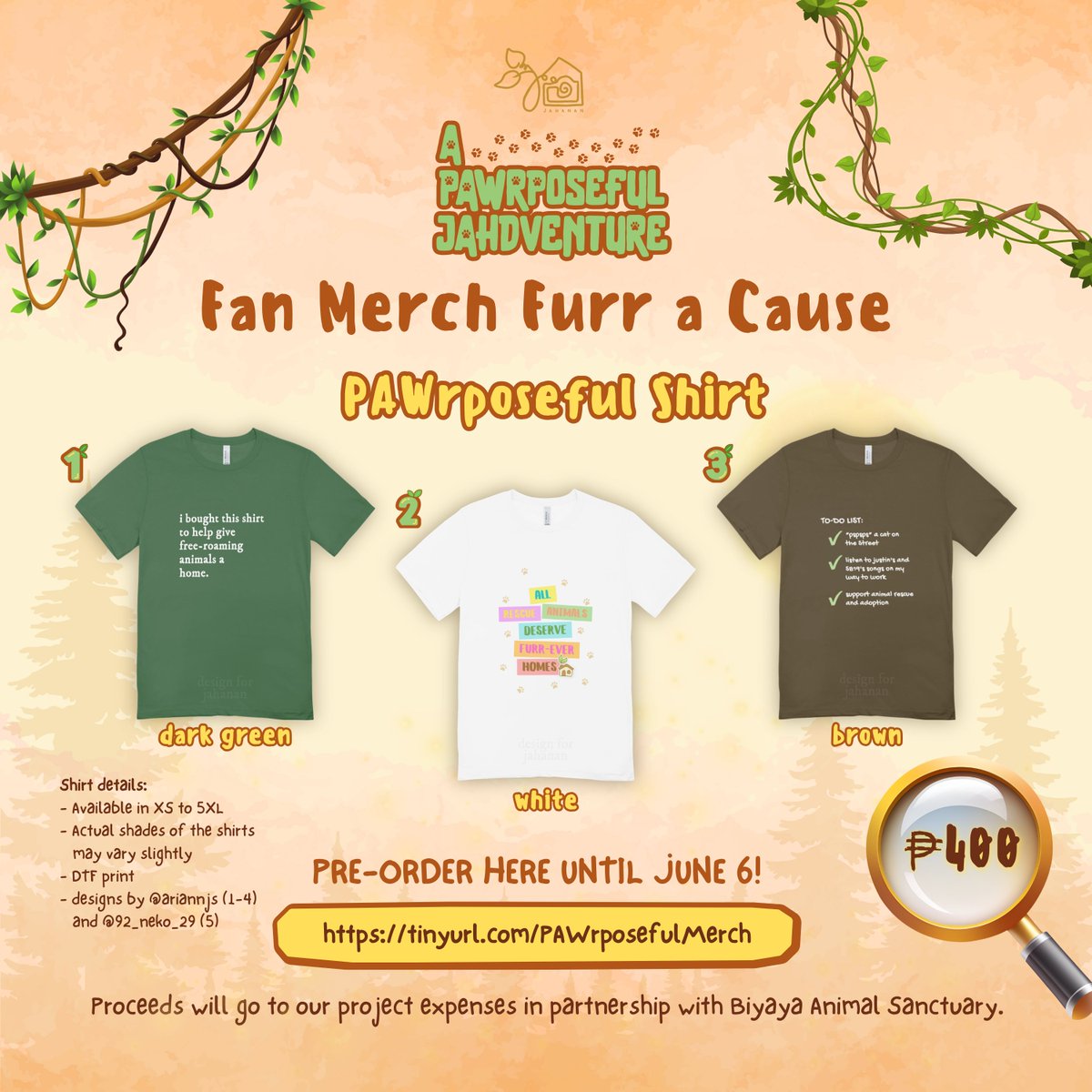 AngAmingJAHanan's tweet photo. ₍ᐢ. . ᐢ₎ ₊˚⊹♡ #aPAWrposefulJAHdventure: Fan Merch Furr A Cause ⸜(｡ ˃ ᵕ ˂ )⸝♡

Even as fans, we want to be the voices for the voiceless to help them find second chances and furr-ever homes. 🐾

Join us in wearing our support for Animal Rescue and Adoption by purchasing a PAWrposeful Shirt here! 👇🏻
https://t.co/xJGHb1vEET

Pre-order until June 6 to contribute to our birthday project activities for Justin this July in support of Biyaya Animal Sanctuary. 🐶🐱

@justintdedios #SB19_JUSTIN #justin