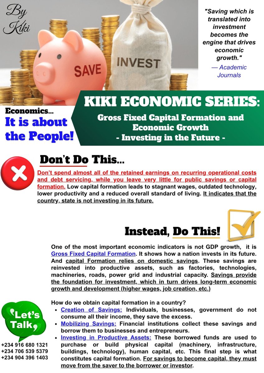 Kikitechs's tweet photo. KIKI ECONOMIC SERIES

Savings: The Bedrock of Capital Formation https://t.co/40GlFSPOsD