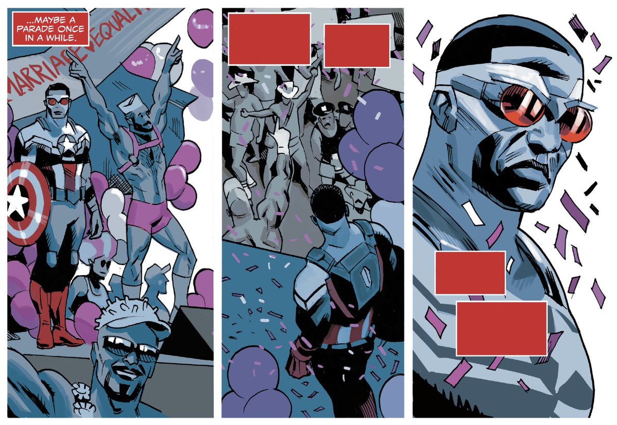 cinesitcom's tweet photo. for day 1 of pride, im reminding everybody that sam wilson canonically goes to pride parades to celebrate 🌈 https://t.co/zVesRxKjcu