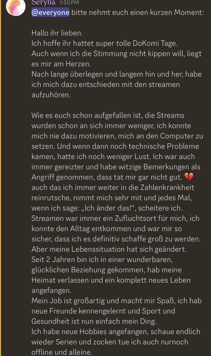 SeryliaVT's tweet photo. Bitte lest es euch kurz durch. 

20.06. 15 Uhr Letzter Stream! 💔 
Danke für fast 10 Jahre Twitch 🧡

#GERVtuber https://t.co/MYIG3xt4VW