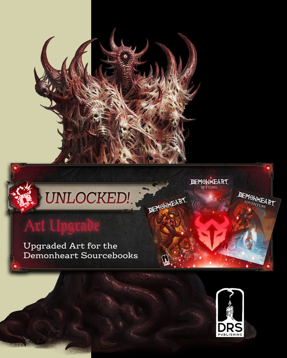 DRS_Publishing's tweet photo. We recently broke through our third stretch goal! We are grateful for all the support and we can't wait to put together the new additions. Our fourth stretch goal is so close. Let's push towards it!

#daggerheart #demonheart #kickstarter #projectwelove https://t.co/rwJiY1HhRi