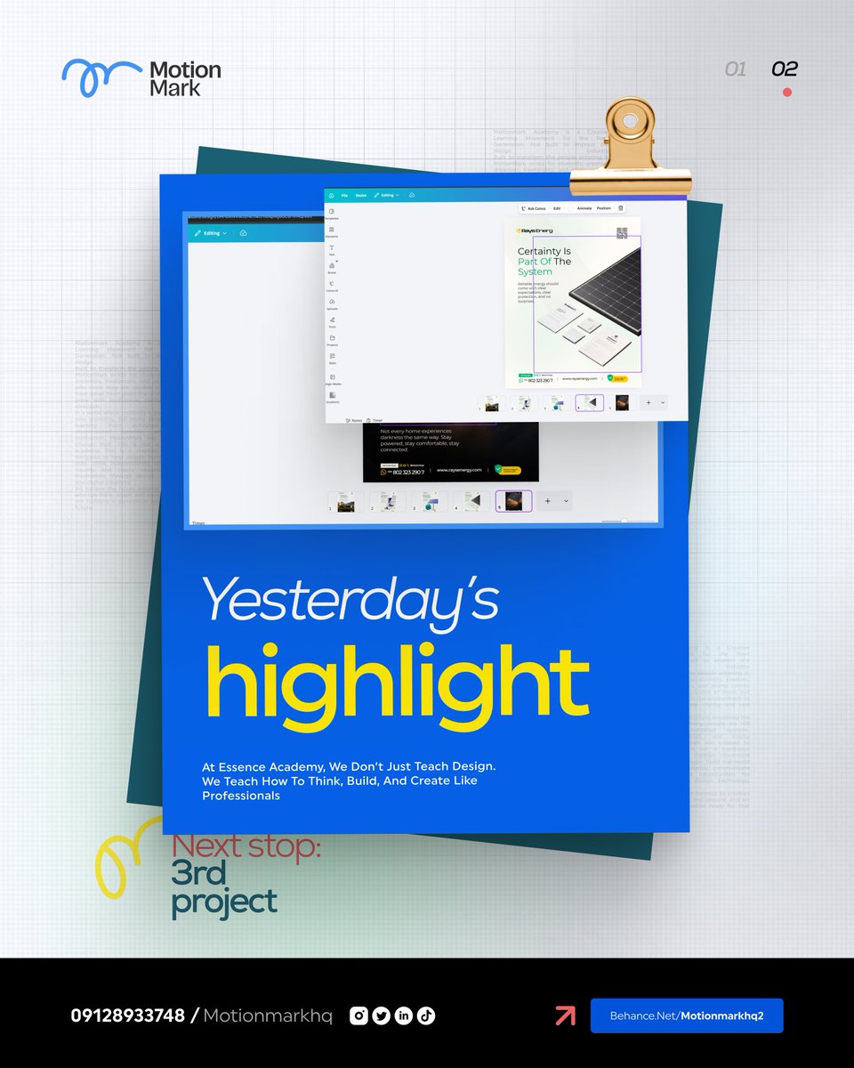 motionmarkhq's tweet photo. Project 2✅

Another milestone completed by our students. From brand strategy to identity design, brand guidelines, and social media applications, this project pushed creativity and execution to the next level.

Two projects down. One final project to go.
Full Project here _ https://t.co/29jlg210Or