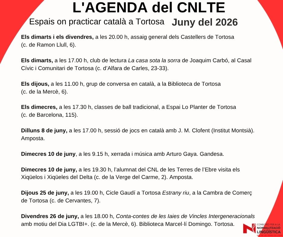 CNLTE's tweet photo. 📆 Ja podeu consultar l’agenda d’activitats del mes de juny!

Són activitats en què l’alumnat pot practicar el català fora de l’aula, en un entorn segur, agradable i acollidor, mentre coneix gent i participa en activitats del territori. Us hi esperem! 😊 https://t.co/LdnjTjMbri