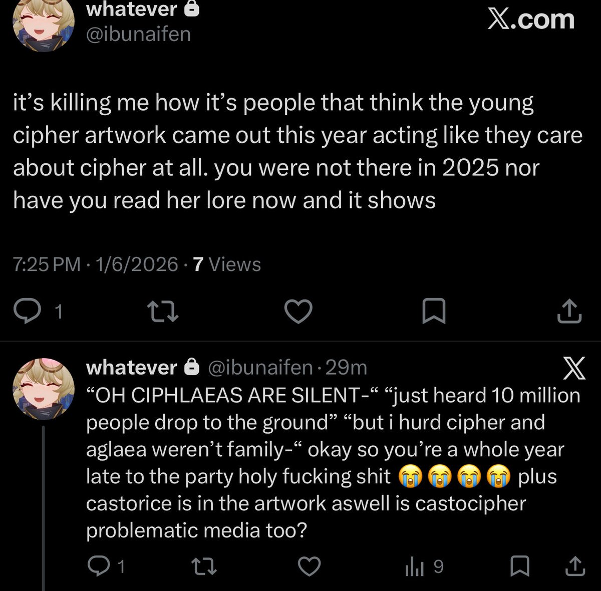 jebetms's tweet photo. @aglaipher i had just tweeted about this on priv!! 😭 saw someone mock cphls saying “oh but i thought she was malnourished &amp; not a child”, searched her name up on their account and saw a single tweet result. it’s people pretending they care about cipher so they could use this as a gotcha 💀 https://t.co/AJmpQwrhzv