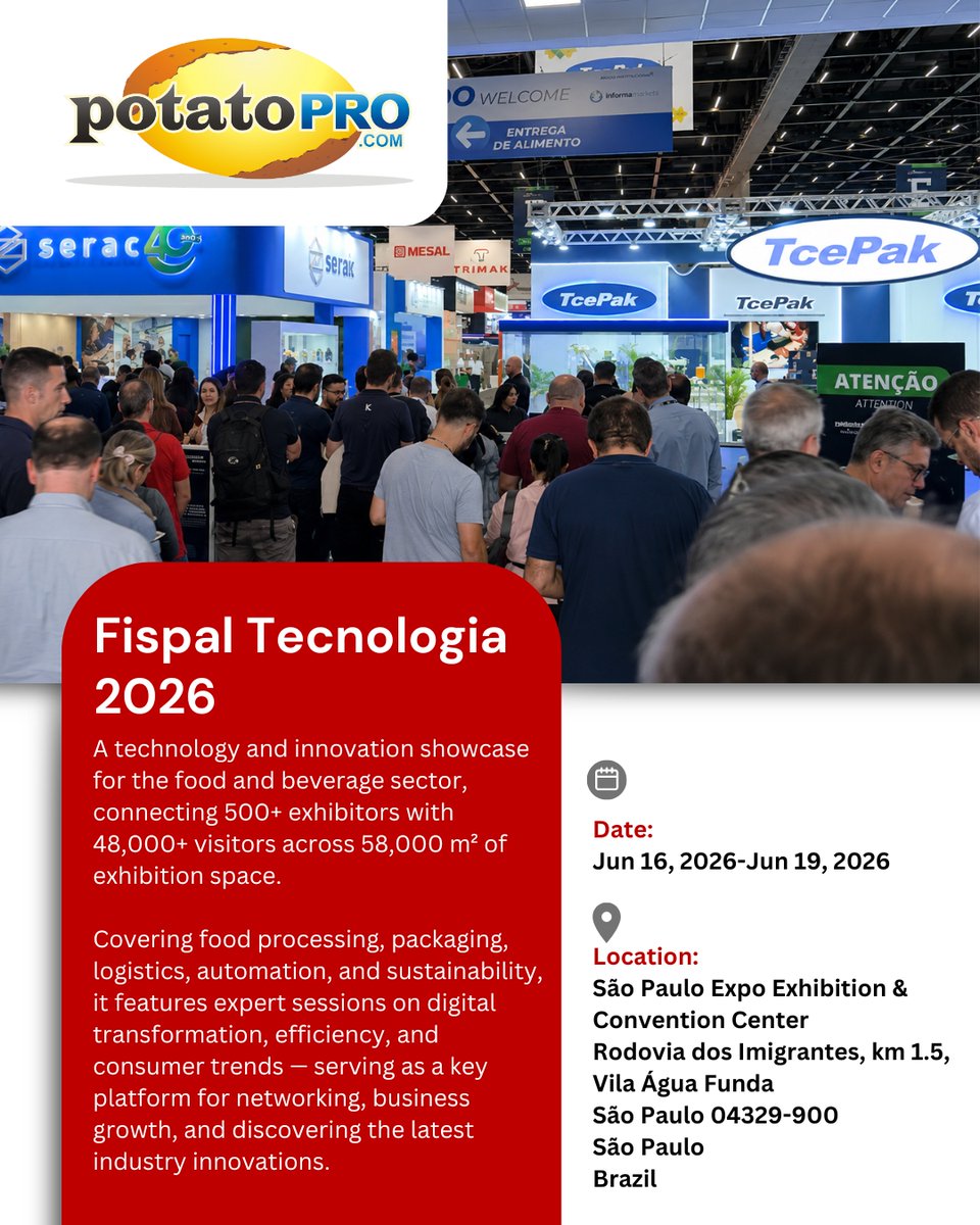 PotatoPro's tweet photo. The potato world is buzzing this June.
The industry is gathering. Deals are being made. Knowledge is being shared.

See every event happening this June at https://t.co/zBdEFw49mb, don't let one slip by!

#PotatoPro #PotatoIndustry #AgriEvents #FoodInnovation #Agriculture https://t.co/TLsNCWEapq