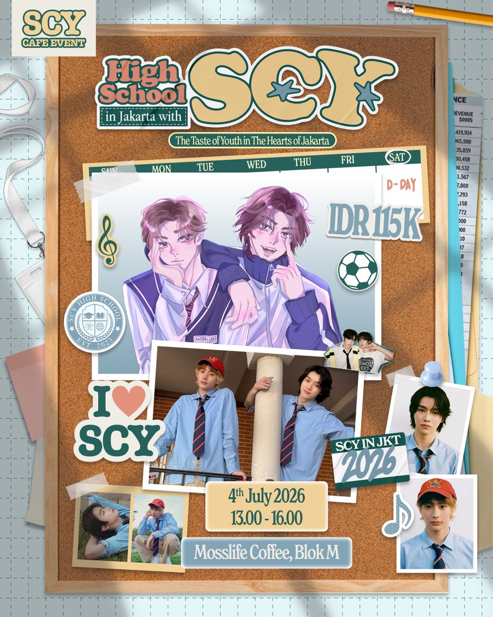 SCY_HighSchool's tweet photo. High School in Jakarta with SCY
𝘛𝘩𝘦 𝘛𝘢𝘴𝘵𝘦 𝘰𝘧 𝘠𝘰𝘶𝘵𝘩 𝘪𝘯 𝘵𝘩𝘦 𝘏𝘦𝘢𝘳𝘵𝘴 𝘰𝘧 𝘑𝘢𝘬𝘢𝘳𝘵𝘢
 
📍 Mosslife Coffee, Blok M
📅 July 4th 2026
🕐 1PM - 4PM

Don't miss out the chance to meet our school representatives at #SCY_HighSchool 🩵

RSVP on June 4th @ 7PM!😉 https://t.co/KP335cG6Fd