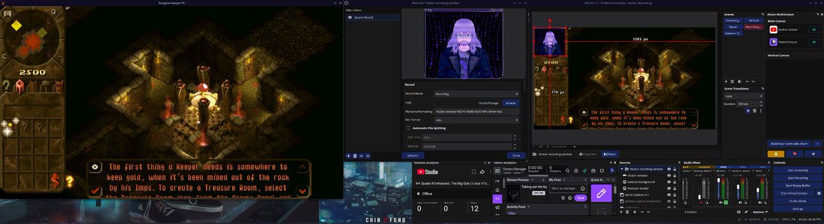 SpookyZalost's tweet photo. Testing a modular Let’s Play/review pipeline.

Game footage records clean. VTuber cam records separately. Then I can move, resize, hide, or reposition the avatar in Kdenlive instead of baking it into the stream layout.

Very normal Linux VTuber behavior.
#VTuber #LinuxVTuber #OBS #Kdenlive