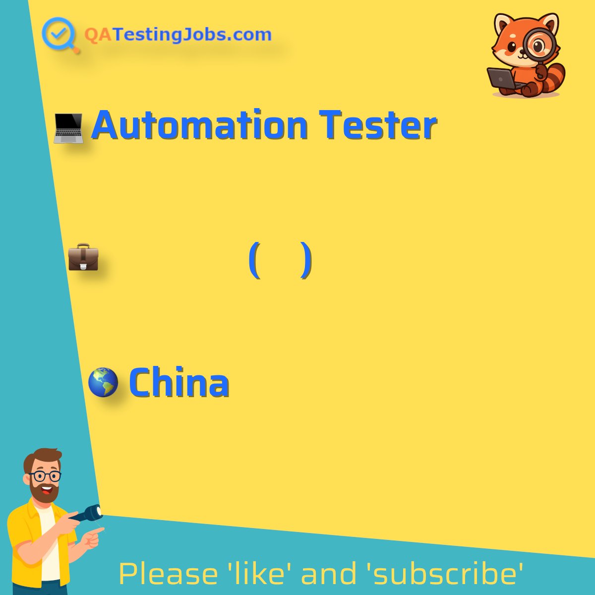 QATestingJobs's tweet photo. Title: Automation Tester
Company: ๆฉๅฃซ่ฟ
ไฟกๆฏ็งๆ(ไธๆตท)ๆ้ๅ
ฌๅธ
Country: China
City:
Employment Type: full-time
Location: onsite
Remote/Onsite: onsite
Visa Support:
Link: https://t.co/vf1kyf0P2S
#apitesting #automationtesting #bdd #cucumber #java #jbehave #restassured #seleniumwebdriver #testng #uitesting #softwaretesting #jobs #qualityassurance #software #testing #tester #testlead #automation #test #engineer #ai #selenium #playwright