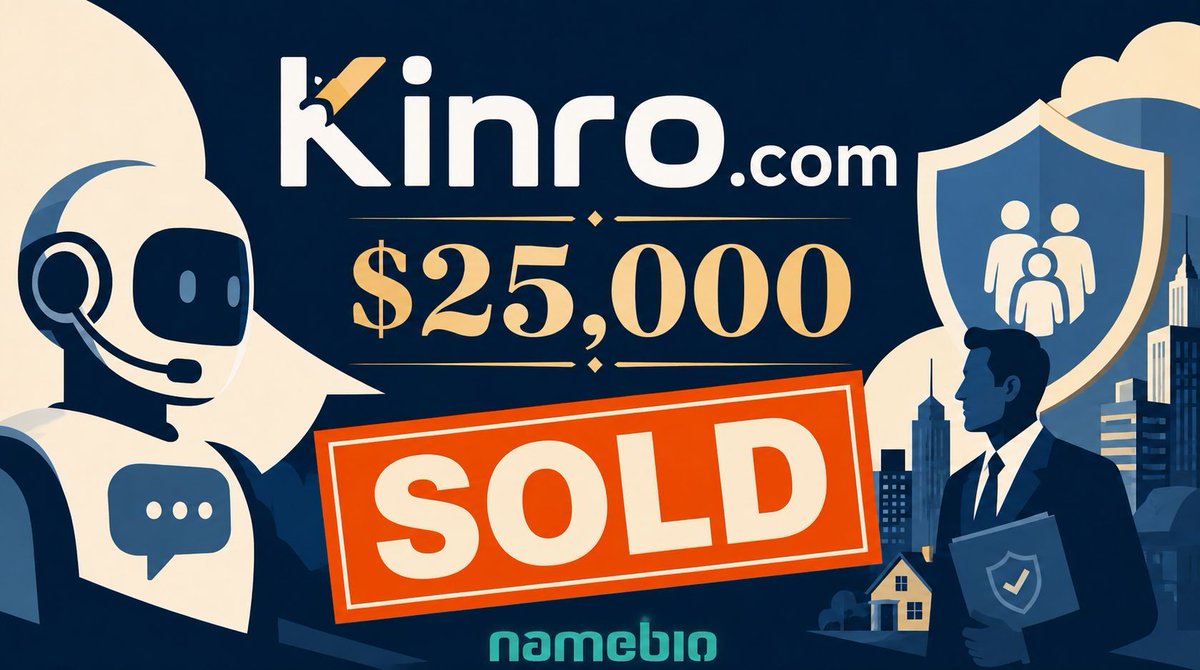 NameBio's tweet photo. Yesterday saw $552k in domain name sales including:

$25,000 Kinro․com
$7,274 AEI․ai
$5,150 Pell․ai
$3,199 AgenticExposure․com
$2,799 MuseWallet․com
$2,499 BufferState․com

Full list 👉 https://t.co/j0CYSAgQrR

#Domains https://t.co/z6P0xeE4lJ