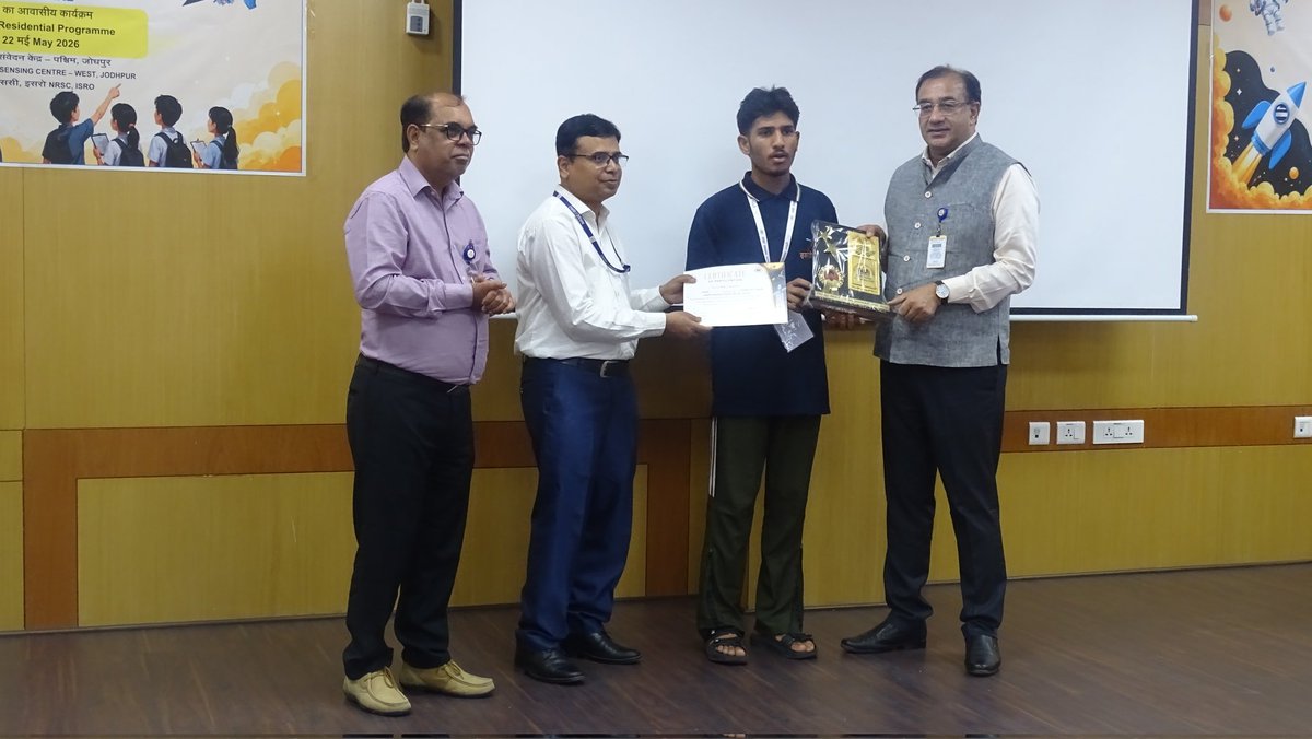 jnv_nuh's tweet photo. Ma. Suhan class X student of PM Shri Jawahar Navodaya Vidyalaya Bai, Nuh successfully completed 2 week residential programme under YUVIKA 2026  at RRSC,ISRO Jodhpur. https://t.co/OVYKMHl6KX