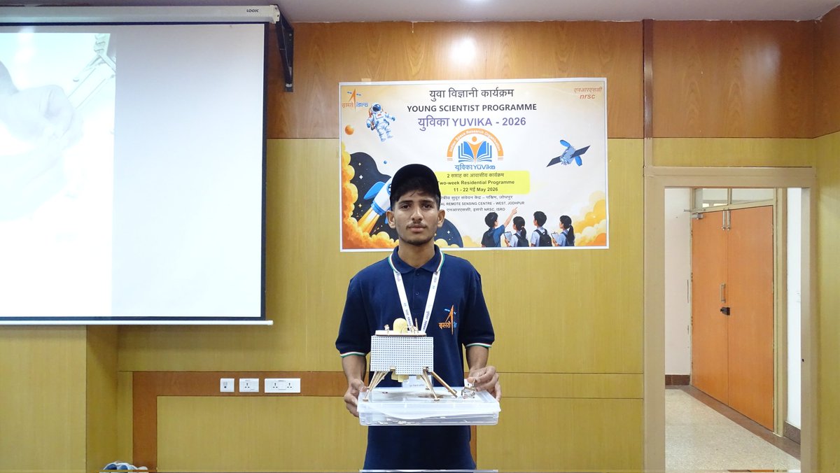 jnv_nuh's tweet photo. Ma. Suhan class X student of PM Shri Jawahar Navodaya Vidyalaya Bai, Nuh successfully completed 2 week residential programme under YUVIKA 2026  at RRSC,ISRO Jodhpur. https://t.co/OVYKMHl6KX