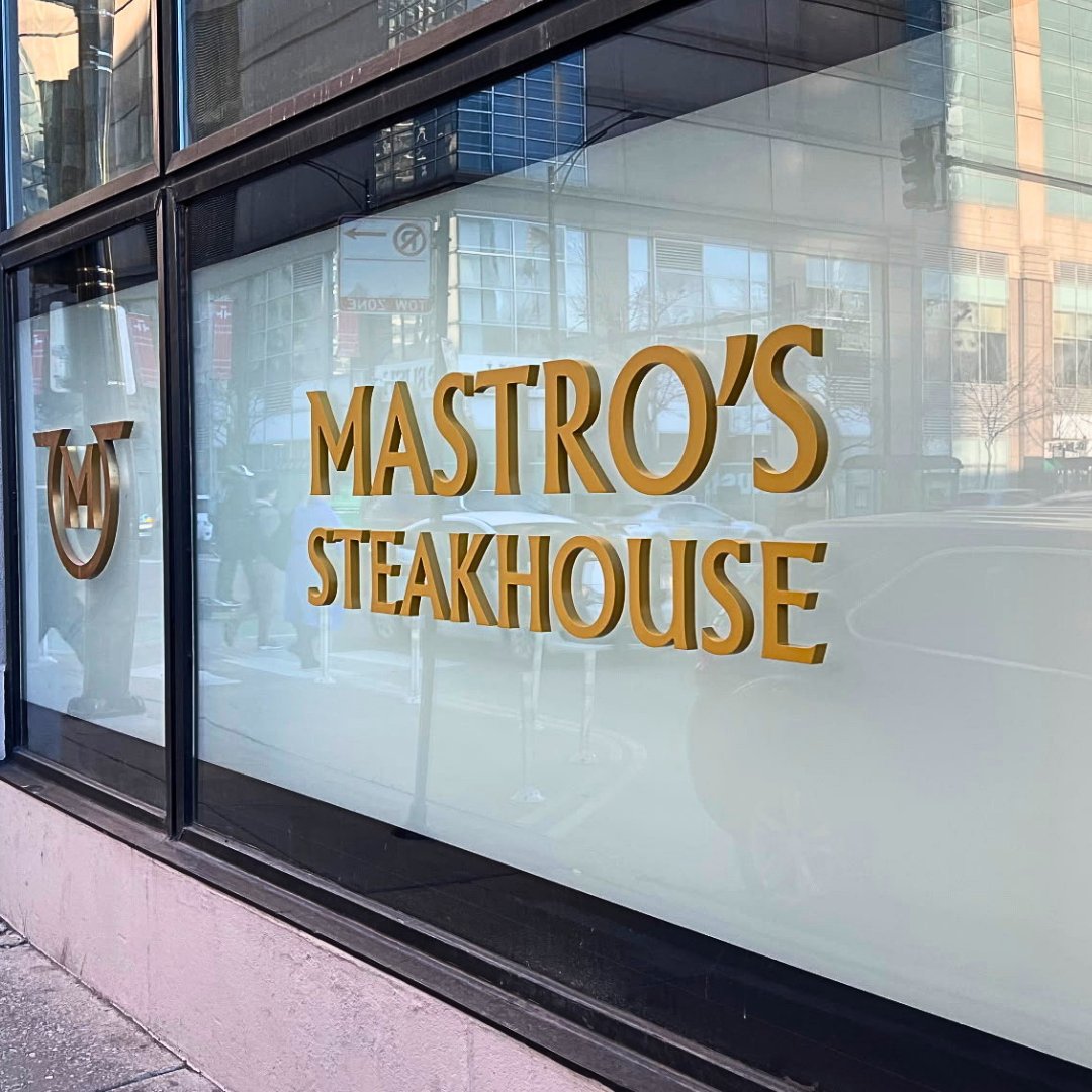 OlympikSignsInc's tweet photo. Transforming Mastro's Steakhouse in Chicago with our stunning new window signage! Stop by and see how we're making a statement for this iconic eatery. #OlympikSigns #WindowSignage #MastrosChicago https://t.co/0L0uM5yEj4