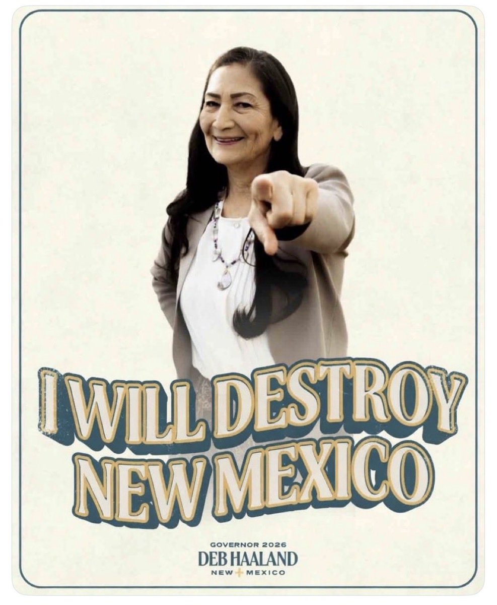 B26343B's tweet photo. New Mexicos problems will finally be fixed under New Democrat leadership!

No. It will continue to go down like Kamala Harris at a fund raiser people. 

Vote RIGHT New Mexico! https://t.co/a9pPk3NcA9