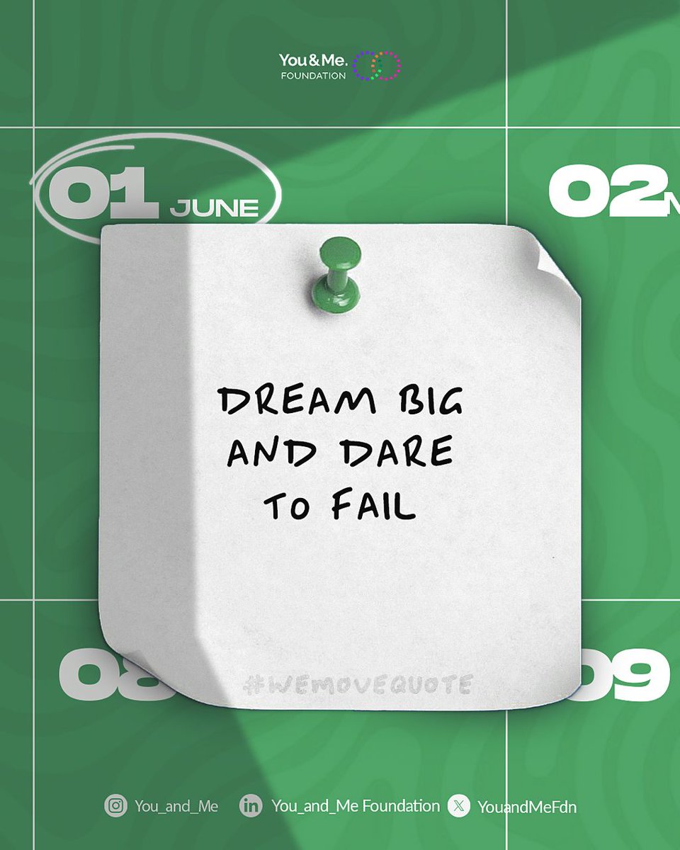 YouandMeFdn's tweet photo. Fail forward, dream louder
#YouAndMeFoundation
#WeMove https://t.co/6r54VV6jZN