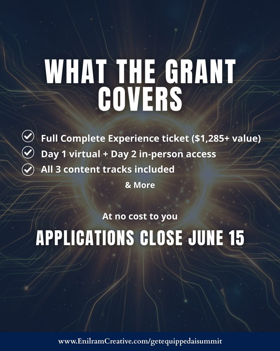 EnilramCreative's tweet photo. The Startup Grant Program closes June 15.
$1,285+ Summit experience — at no cost to you.
Apply 👉 https://t.co/dpjl5MIJKJ
Tag an entrepreneur who needs this. ⬇️ https://t.co/2Ig6ZDl9Jm