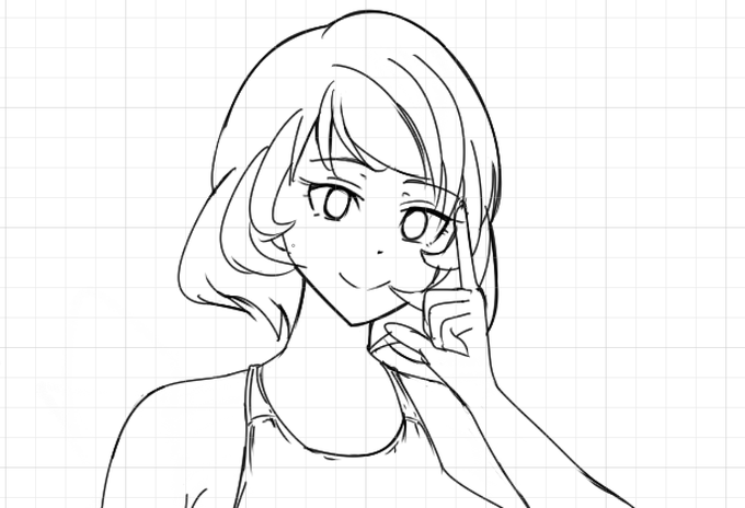アクスタ用のイラストなんとか線画終わりました 