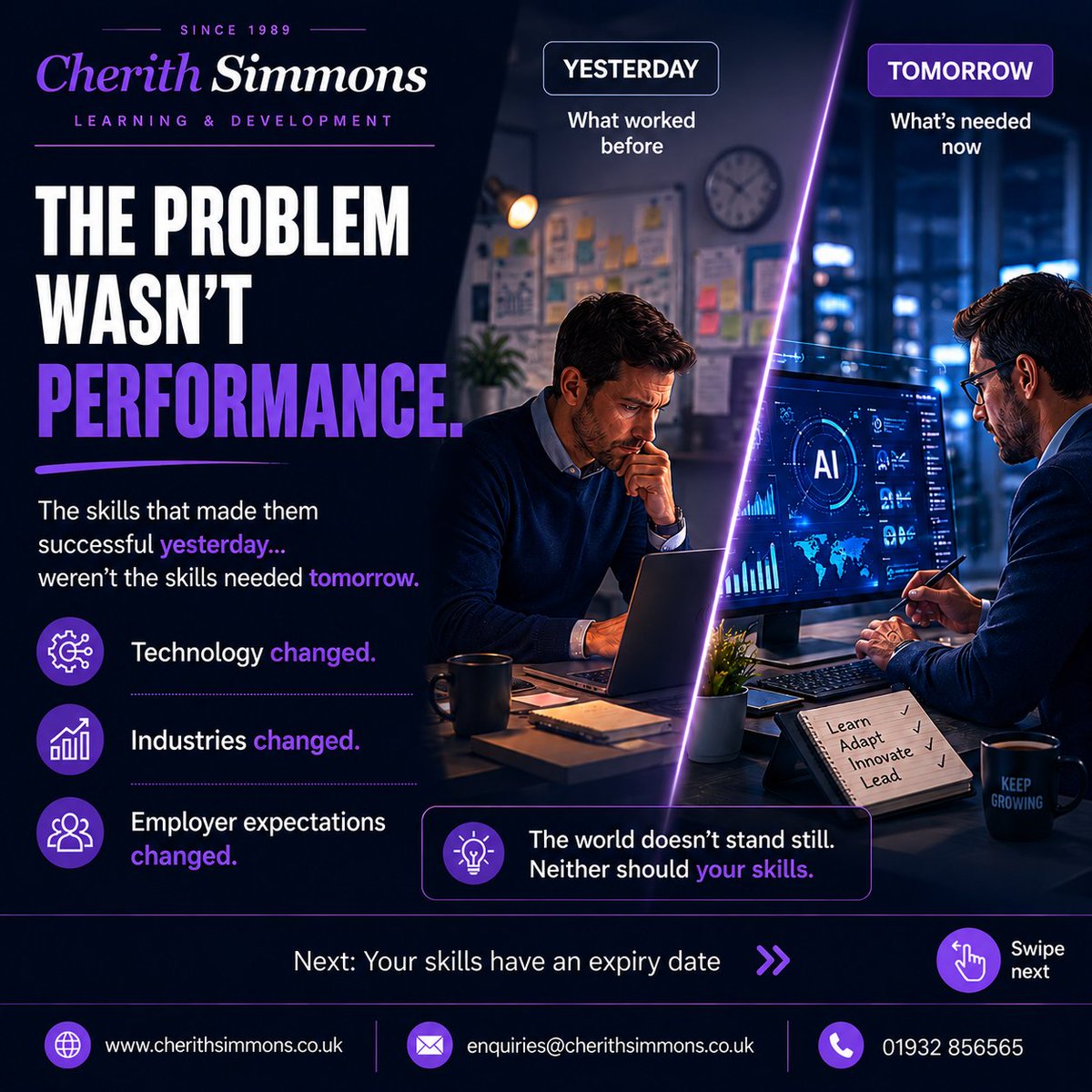 CherithSimmons's tweet photo. A hard truth:
Being good at your job isn't enough. Skills expire. What skill are you building for the future?
🔄 Share this reminder.
📌 Save for later.
#CareerGrowth #Upskilling #ProfessionalDevelopment #FutureOfWork #CareerAdvice #LeadershipDevelopment #ArtificialIntelligence https://t.co/TyokobH5Kq