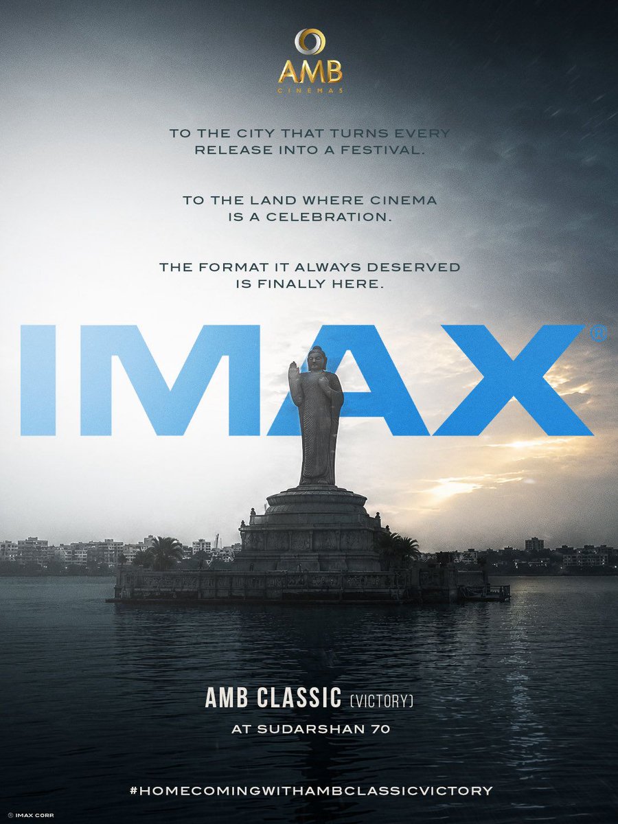 TouringTalks's tweet photo. MAX SOUND 
MAX PICTURE 
MAX IMMERSION 

Finally, IMAX is making its way to Hyderabad! 🔥
Get ready for a next-level movie experience at AMB Classic Victory. 🤩

#IMAX #HomecomingwithAMBClassicVictory #Hyderabad https://t.co/MUjrs5SKXl