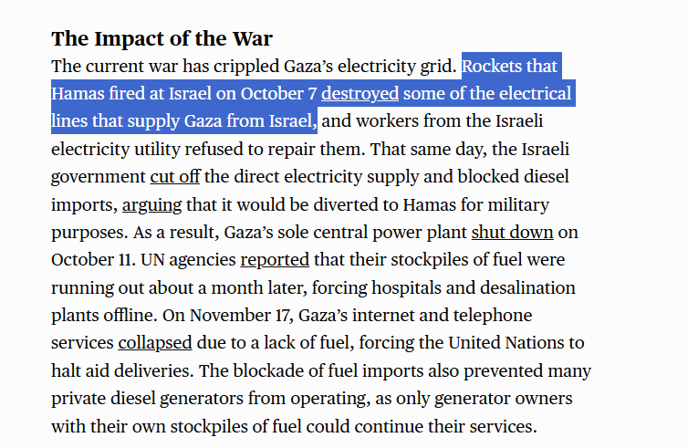 scharmueller's tweet photo. @HilzFuld Gaza basically runs on Diesel-Generators. That is because they hit the powerlines coming from Israel with their own missiles on Oct 7. 

Their 75 MW Diesel-Gen in Nuseirat alone produces 500.000 tons of CO2. 

Let me put it this way: there is room for improvement. https://t.co/2BhylTvmfh