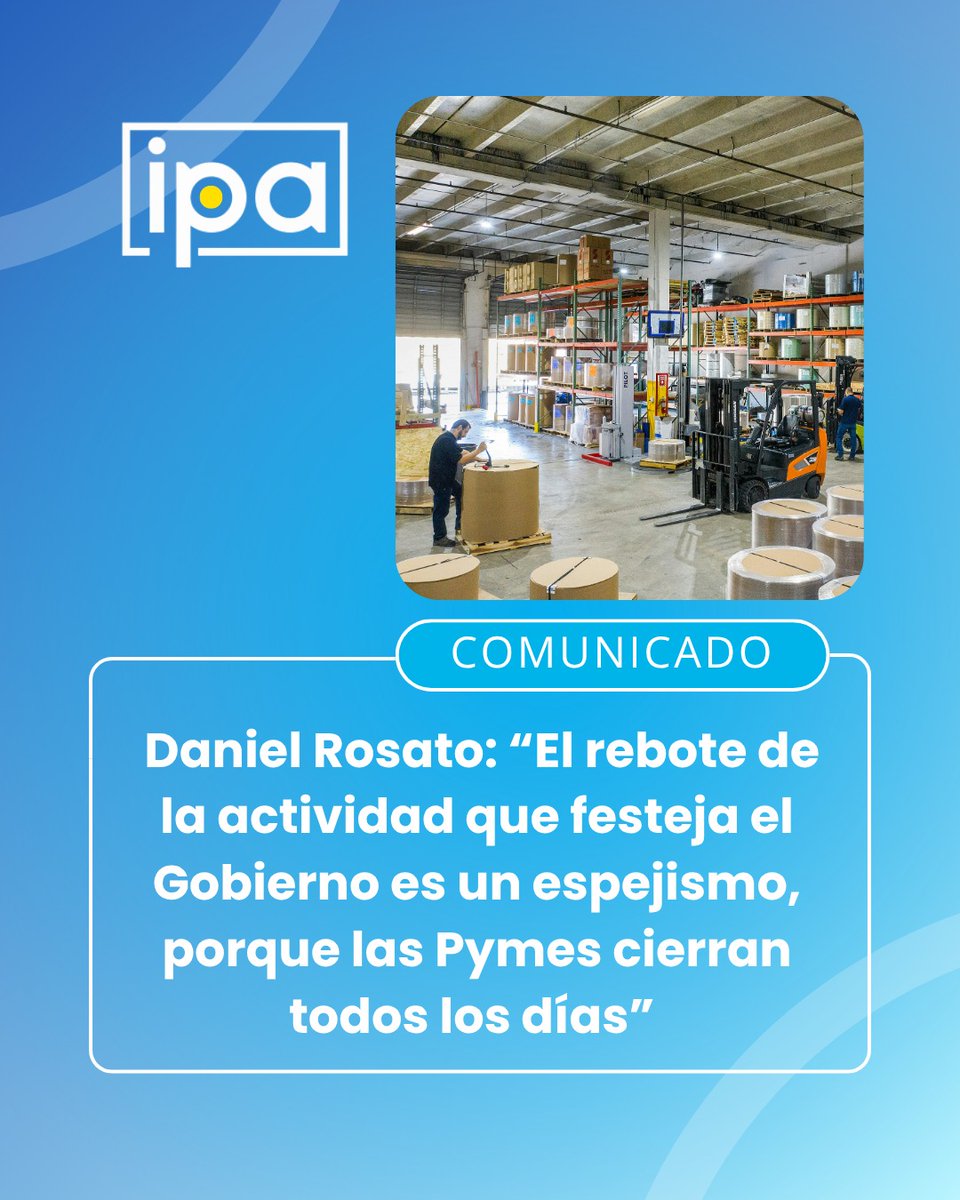 IPAPYMES's tweet photo. 🏭 Rosato: “La estabilidad financiera no sirve si las PyMEs quiebran”

El presidente de Industriales Pymes Argentinos (IPA), Daniel Rosato, advirtió que los indicadores financieros positivos no están llegando a la economía real.

Comunicado completo:
https://t.co/ydcma9jguJ https://t.co/kn6u5Xyr5j