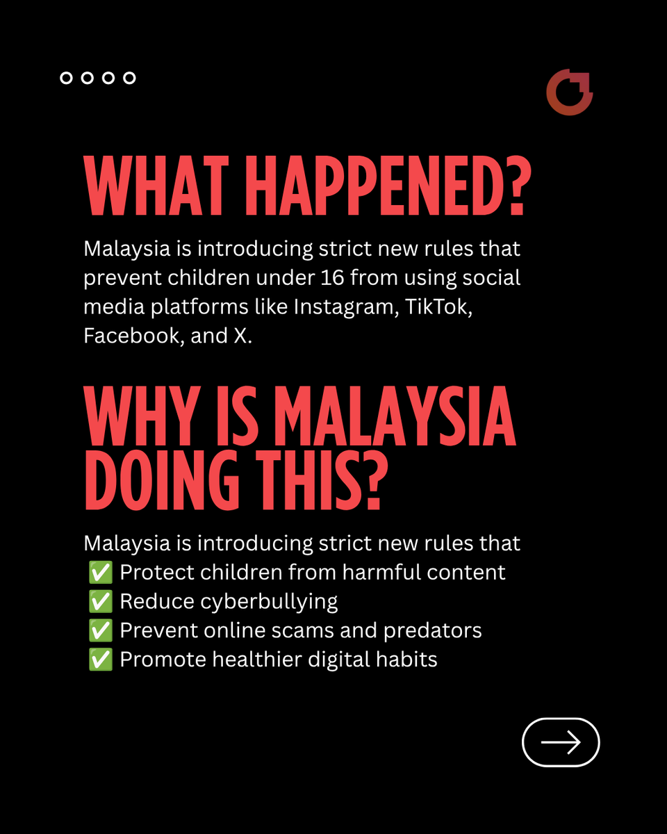 Crowdfire's tweet photo. Imagine being locked out of Instagram and TikTok simply because you’re under 16.

That’s the direction Malaysia is taking with new regulations aimed at protecting children from online risks such as cyberbullying, harmful content, scams, and digital addiction.

As governments worldwide grapple with the impact of social media on younger users, Malaysia’s move could signal the beginning of a broader global shift.

The question now is whether stricter age limits make the internet safer,or whether they create new challenges around privacy and digital access.

What do you think? 📷

#Malaysia #OnlineSafety #DigitalWellbeing #ChildProtection #SocialMediaNews