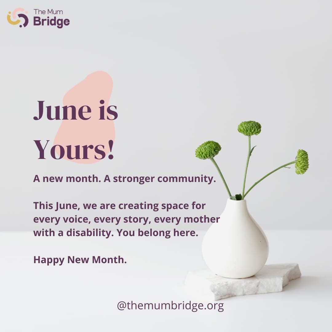 themumbridge's tweet photo. Welcome to June 🌿
At TheMumBridge, we remain committed to creating a safe space for every mother living with a disability.
A new month. The same mission. 💜
#TheMumBridge #NewMonth #MumsWithDisabilities https://t.co/dmh343mPCk