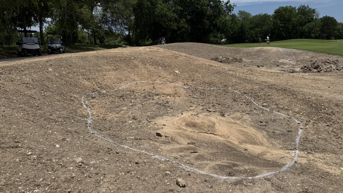 lipouts's tweet photo. Visited my renovation Friday at @olympiahills18 near San Antonio. Despite a LOT of rain, @verdesportsco is making good progress. Nine holes of irrigation installed, tree work complete, tees underway &amp; new @Billy_Bunker bunkers w/ @turfmaterials Premier Play sand looking good! https://t.co/CekI5Ios87