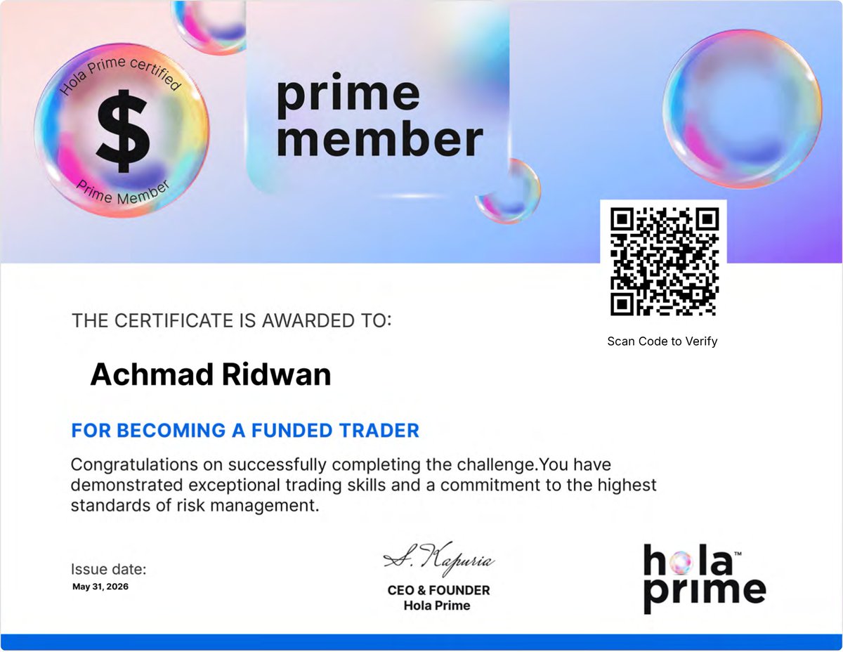 ARidwanID's tweet photo. Secure my second and third funded account in @HolaPrimeGlobal 

#proptrading #forextrading #1hourpayouts https://t.co/mDbasSkKN9