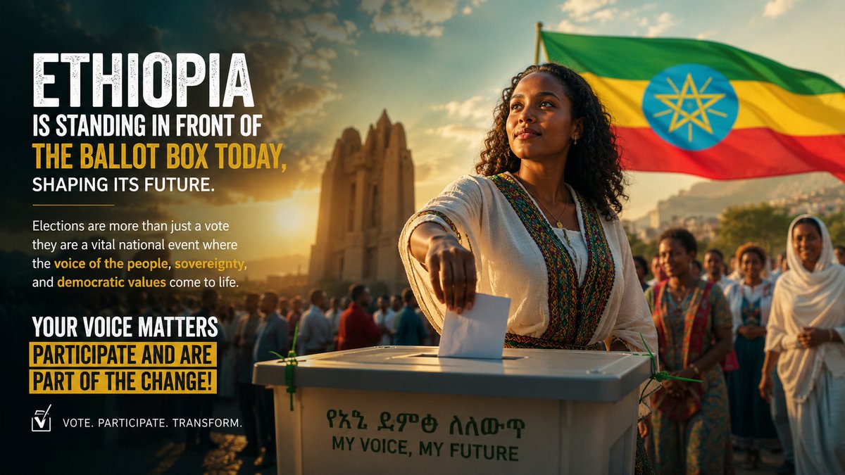 addishaq22's tweet photo. #Ethiopia is standing in front of the #ballot box today, shaping its #future. https://t.co/MSok38xQ9y