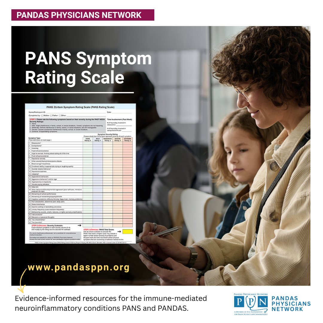 PANDASPPN's tweet photo. Track symptom severity and monitor changes over time with the PANS Symptom Rating Scale. Access the tool and scoring guidance for PANS/PANDAS symptoms at https://t.co/SJ0dlwI1MI. https://t.co/YA8w3p8o3b