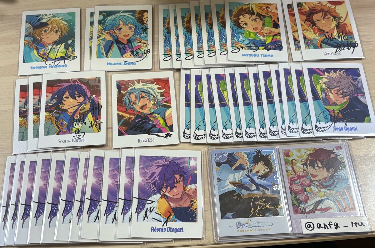 anfg_itu's tweet photo. 【交換・譲渡】 あんスタ 10周年　ぱしゃっつ

譲→英智/渉9/桃李5/北斗/真2/奏汰2/忍3/★一彩8/藍良8/巽3/凪砂/★日和2/★ジュン4/★茨2/宗3/☆みか7/☆ニキ10/こはく3/創2/友也/光7/紅郎2/颯馬3/維吹/☆晃牙12/アドニス11/☆司8/★泉5/★凛月5/嵐8/宙8/☆エス7/カンナ/ライカ8

→ https://t.co/Z6E5d5qGbj