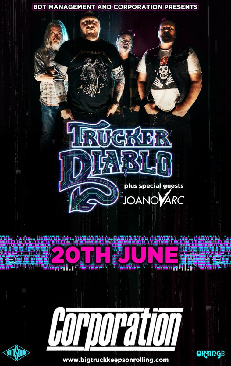 seatzie's tweet photo. Sheffield rockers......The Big Truck cometh...... @truckerdiablo return for another headline show at Sheffield Corporation with special guests @Joanovarc tix https://t.co/pY83g2iIwT https://t.co/LgUxedOtuU