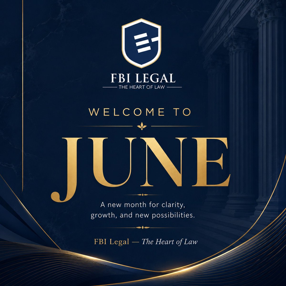 FBI_Legal's tweet photo. Welcome to June  a new month for clarity, growth, new opportunities, and greater achievements.

At FBI Legal, we step into this month with purpose and excellence. 

#WelcomeJune
#FBILegal
#TheHeartOfLaw
#NewMonth
#GrowthAndExcellence https://t.co/4drSoWLiVP