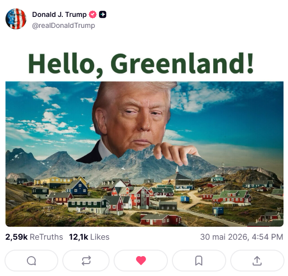 StephHomestead's tweet photo. Something is coming out very soon about #Greenland.
When our dear president posts this message twice in such a short period, it's because it's serious.
Is Greenland going to become the #51stState, before Canada, after all? https://t.co/e1oCPkRr5y