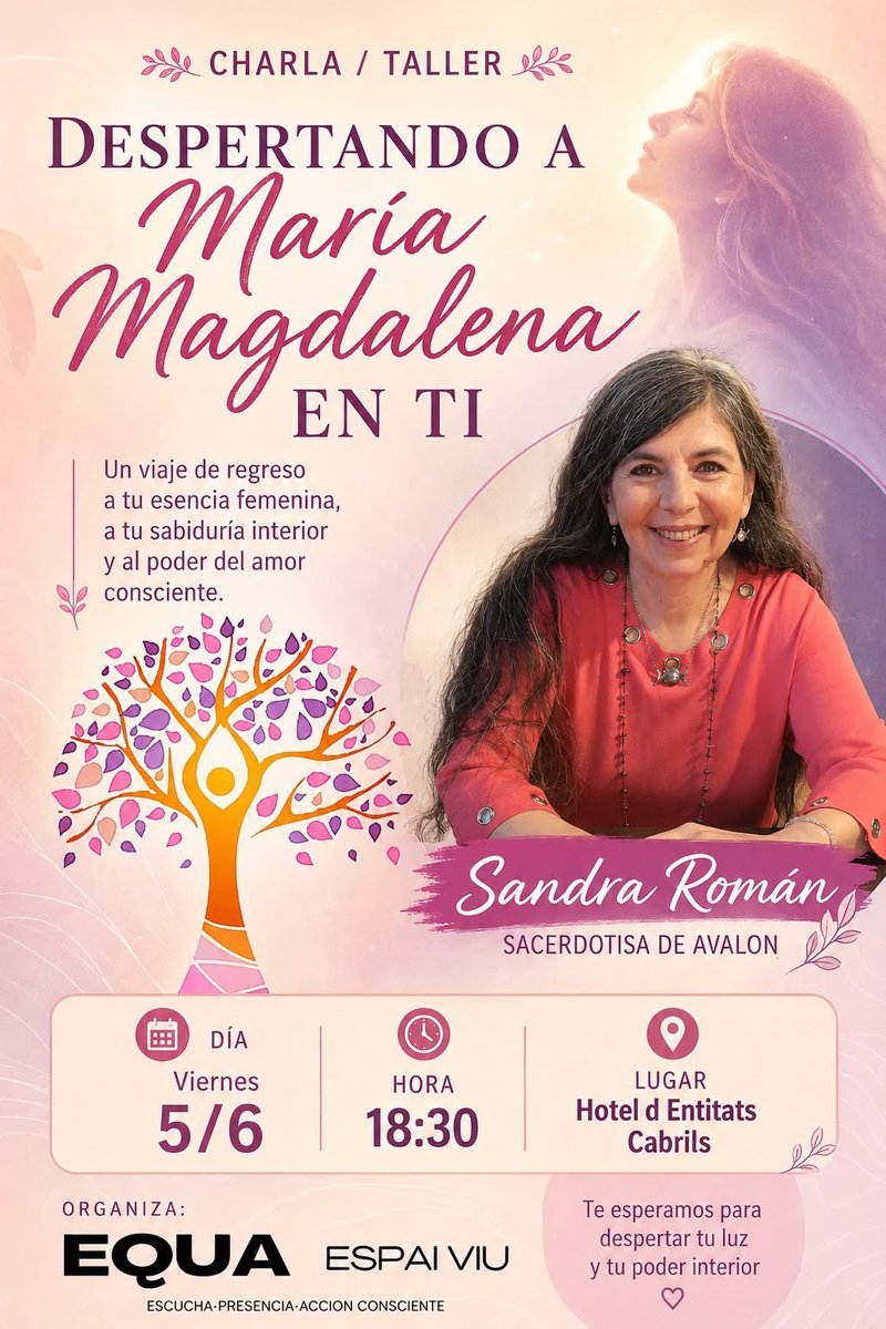 SandraRomanOK's tweet photo. Reflexionaremos sobre la sabiduría interior, la autonomía espiritual y el legado de una de las mujeres más influyentes de la tradición occidental.
📅 Viernes 5 de junio 🕡 18:30 h 📍 Hotel d'Entitats Cabrils
Con Sandra Román Sacerdotisa de Avalon
Organiza: EQUA Espai Viu https://t.co/m7l2onkf2t
