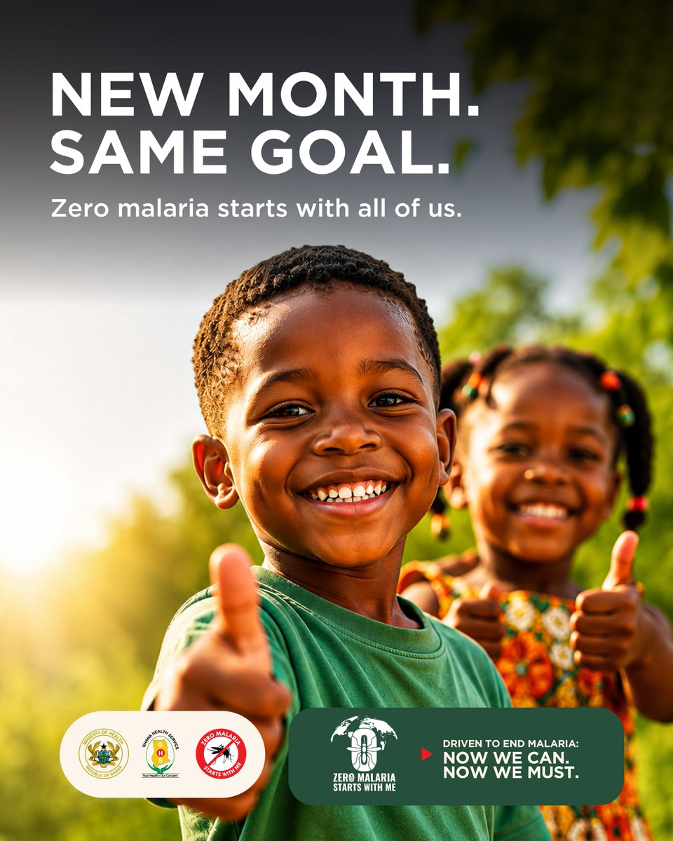 nmepgh's tweet photo. A new month brings a renewed opportunity to protect our families, strengthen our communities, and move one step closer to a malaria-free Ghana.

This month, let’s stay committed to the goal that unites us all: Zero Malaria.

#ZeroMalariaStartsWithMe #NMEPGhana #NowWeCanNowWeMust https://t.co/2mPFmloaop