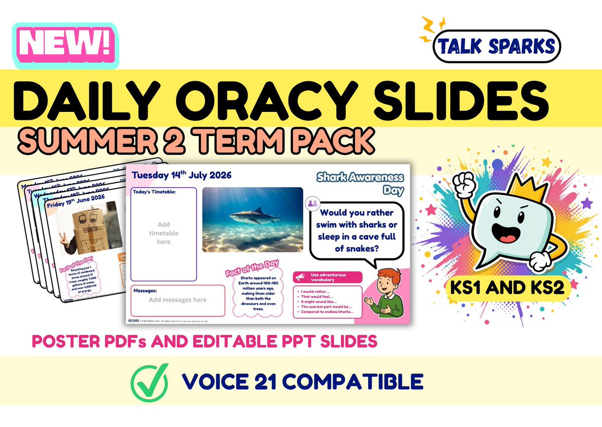 CardboardOf's tweet photo. New daily Oracy slides for Summer 2 Term, available now from TES store! Link in bio #oracy #speakingandlistening #primaryeducation https://t.co/VXVuoryQ36