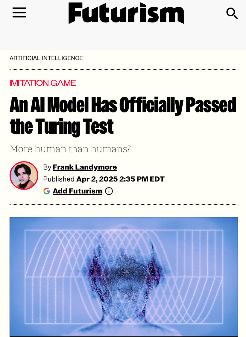 MatrixMaze36912's tweet photo. “Turing called this the “imitation game.” If the interrogator couldn’t correctly determine which respondent was the computer and which was the human, it would suggest, on a very general level, that the machine could think like a human."
https://t.co/Tkipos0Col https://t.co/BXKtV6Wthi