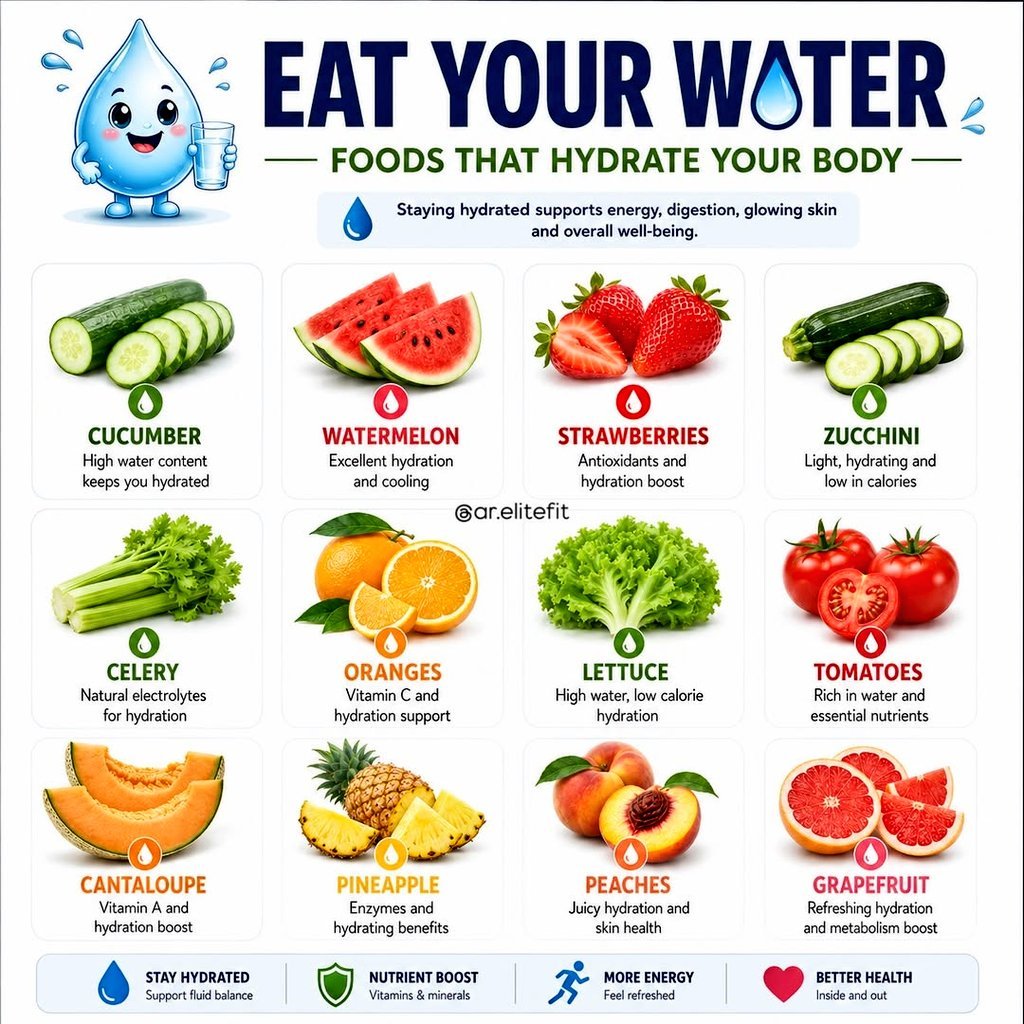 monitoring_feed's tweet photo. Foods that hydrate your body naturally✅️✨️ https://t.co/beIP61G5fB