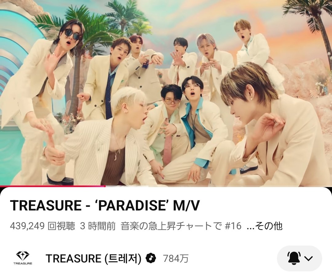 TREASURE_M10's tweet photo. ／
👑 𝙔𝙤𝙪𝙩𝙪𝙗𝙚 ▶︎ •၊၊||၊|။
＼
みなさん再生回数に気付いていますか？
前回を上回るペースで伸びてます‼️‼️‼️

TREASUREがやりたかったHIPHOP､目指す場所は変わりません｡もっと頑張れば､､と後に後悔しないように今できることを頑張りましょう💎✨

#TREASURE #트레저 #teume https://t.co/rFvmQxv8vl
