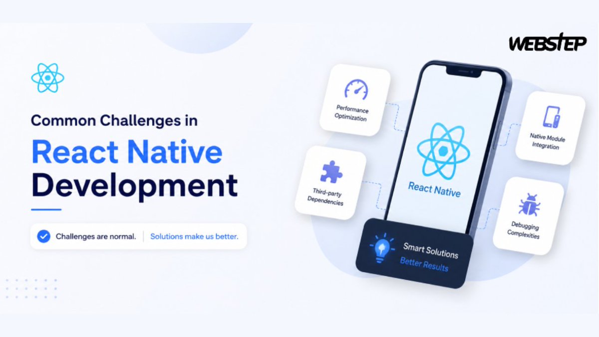 websteptech's tweet photo. React Native helps businesses build Android and iOS apps faster with a single codebase. But challenges like performance issues, navigation complexity, and security concerns can impact app success.

Read Now: https://t.co/wOckxBEzfe

#ReactNative #MobileApps #WEBSTEP https://t.co/use5oRrgtk