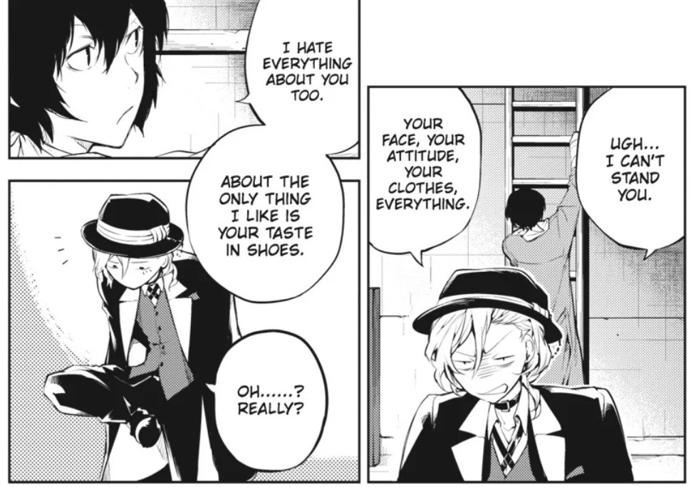 skk2328's tweet photo. "your face, your attitude, your clothes, everything" now careful chuuya, you're losing the idgaf war here 😭😭😭 https://t.co/FgZ0Y4pzrv