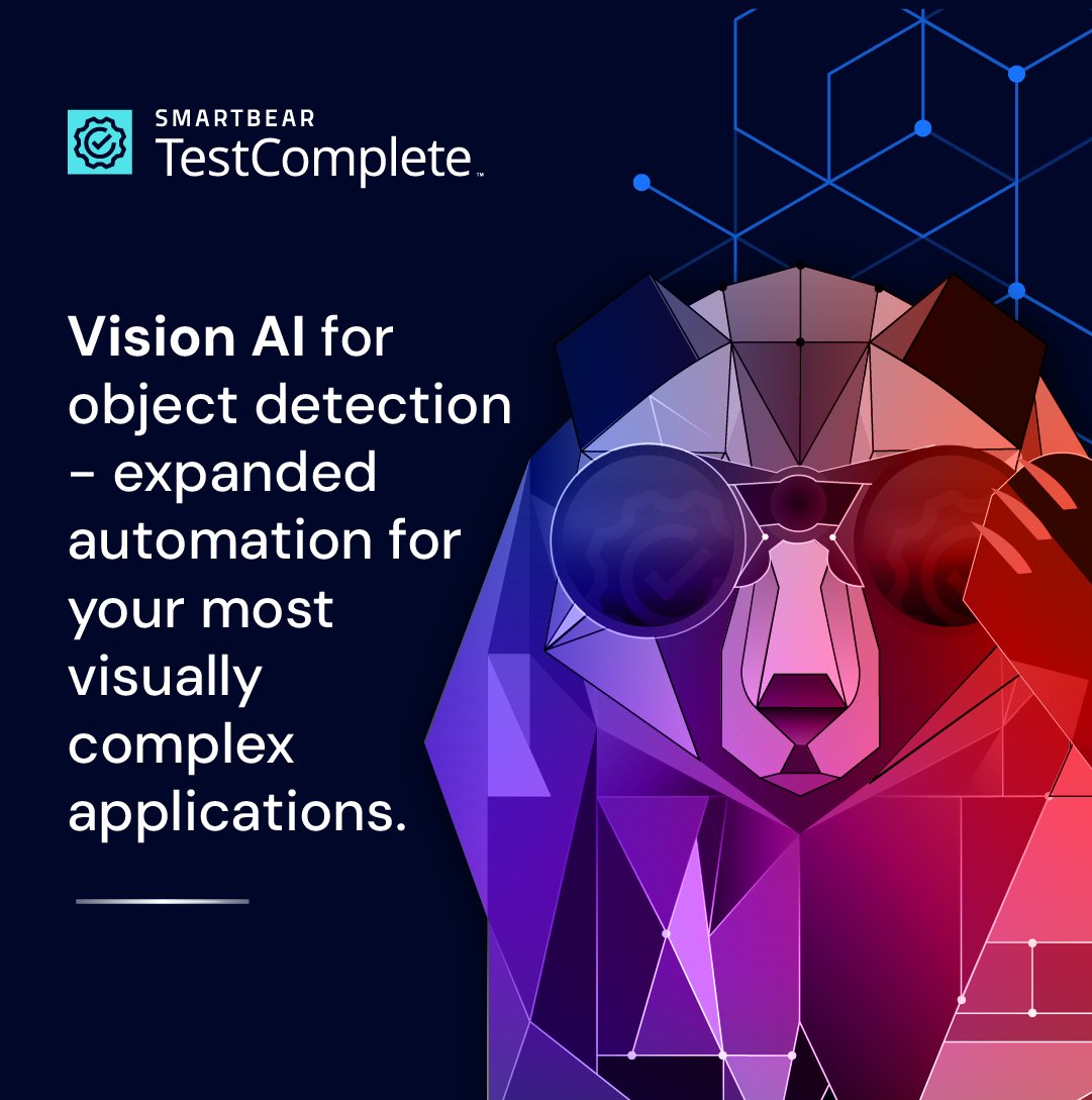 SmartBear's tweet photo. Traditional automation wasn't built for every application. 

Enter a new capability for TestComplete: vision AI for object detection, helping teams automate testing across highly visual applications.

https://t.co/p9yuwjlTJx https://t.co/gCl5XfvceD