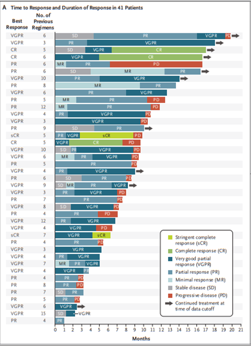 onc_ce's tweet photo. 17) Early clinical data with #mezigdomide+#dexamethasone in triple-class-refractory #RRMM showed an ORR of 40.6%, median PFS of 4.4 months, &amp; median DOR of 7.6 months, with neutropenia &amp; infection among the key toxicities.

 🔓 https://t.co/hiBAioMTr3 https://t.co/TXFWSoAh1N