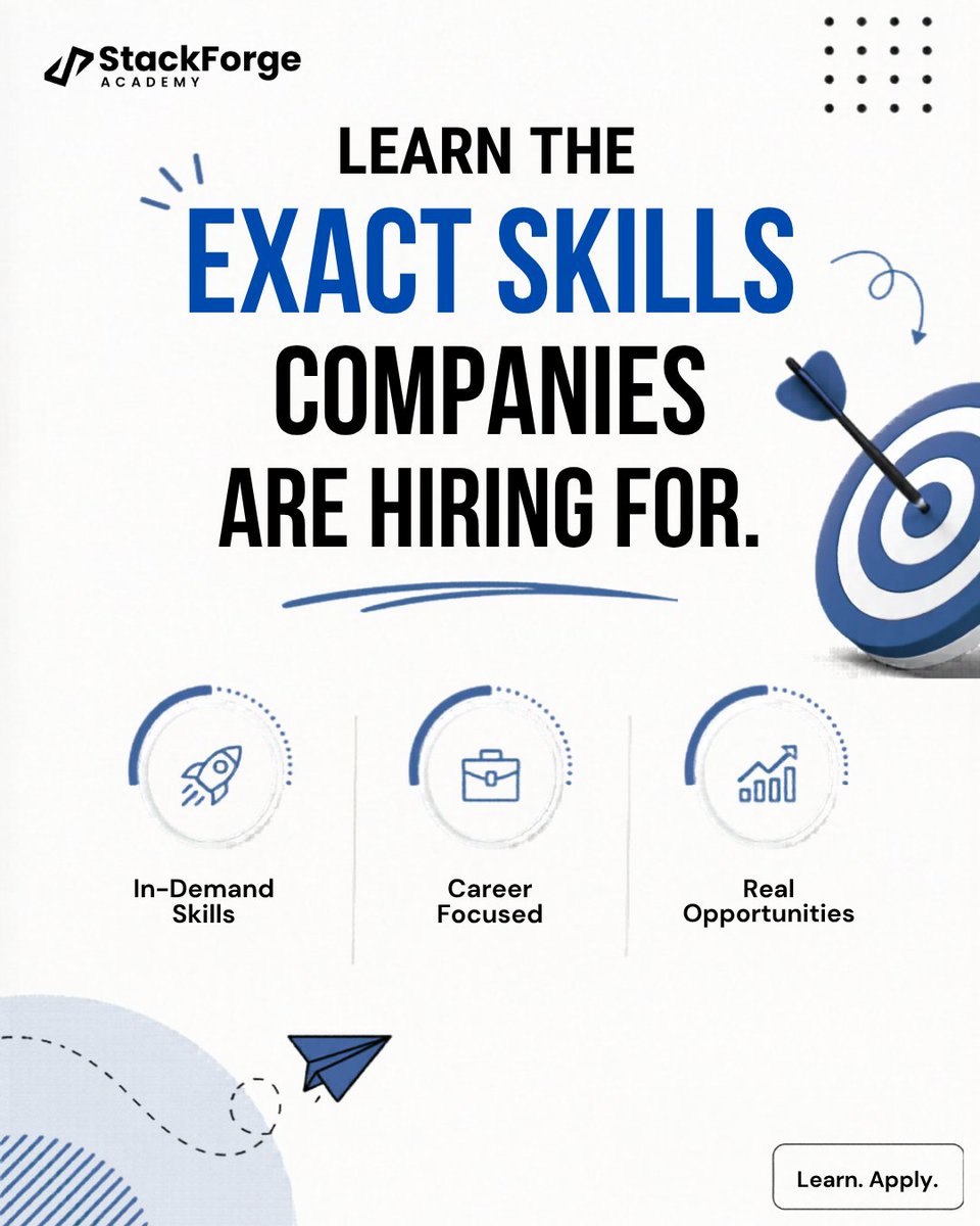 stack_forge's tweet photo. Don’t learn random skills. Learn what companies actually hire for — practical development, real-world projects, and career-focused training.

Learn. Apply. Grow.

#codingskills #techcareer #fullstackdevelopment #learncoding #stackforgeacademy https://t.co/TZnEnqFNgc