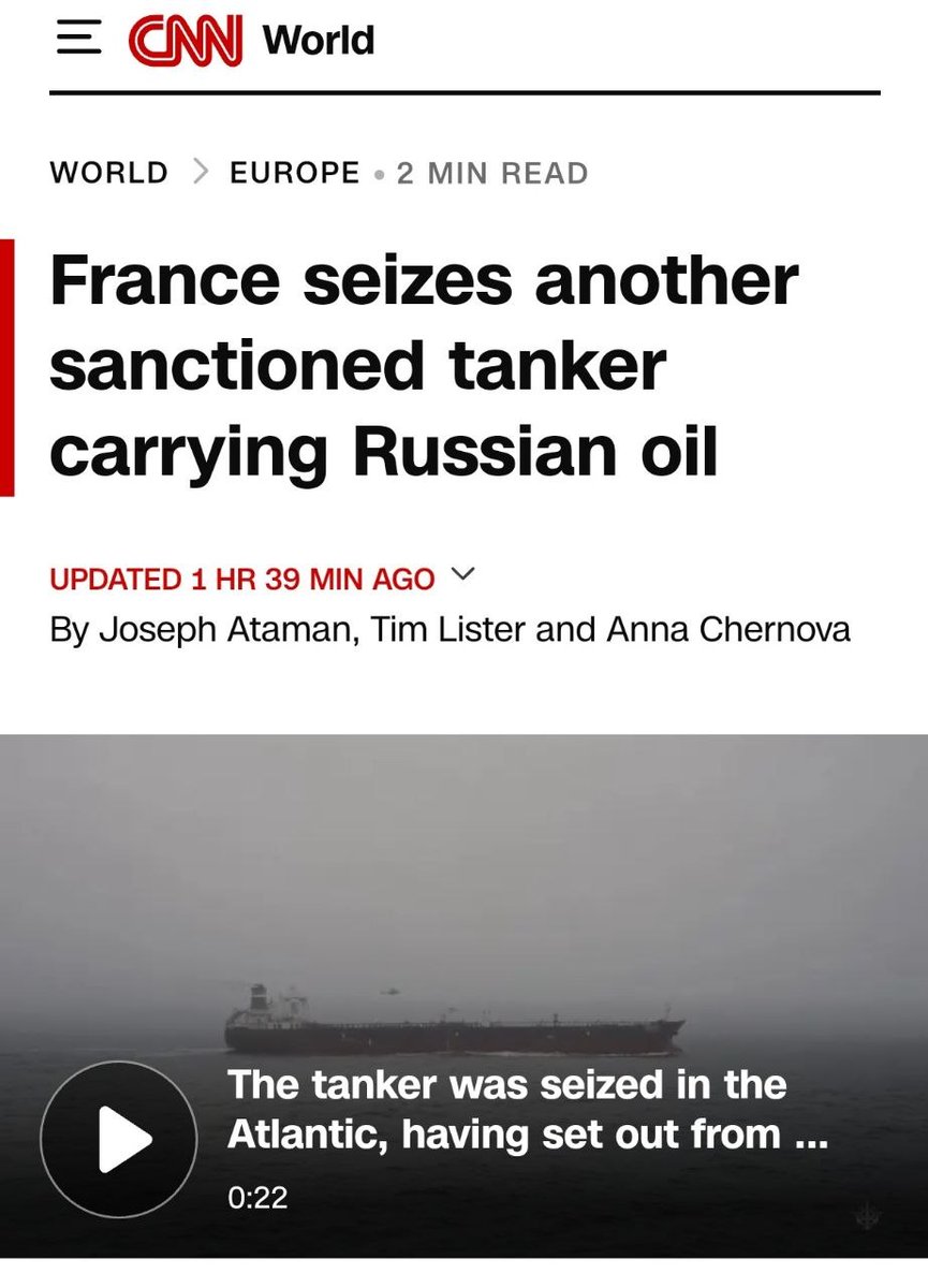 BrianJBerletic's tweet photo. 🇺🇸🇷🇺🇫🇷 France Seizes Another Russian Ship as Part of Expanding US-led Global Blockade

▪️While France, the UK and other European nations have claimed responsibility for these seizures, this is part of a US blockade/interdiction campaign targeting Russian, Iranian, and ultimately Chinese shipping worldwide;

▪️While outright seizures are often carried out by US European proxies, the targeting of these ships with maritime drone strikes is admittedly done by the US while officially attributing them to Ukraine;

▪️The "international sanctions" cited as justification for these seizures are simply illegal unilateral sanctions imposed by the US and its proxies and are in no way "international" or otherwise justified under international law;

▪️The only sanctions applicable are those agreed upon through the UN - no such sanctions have been imposed by the UN - the fact the ENTIRE Western media refuses to point out this basic fact acknowledges complicity;