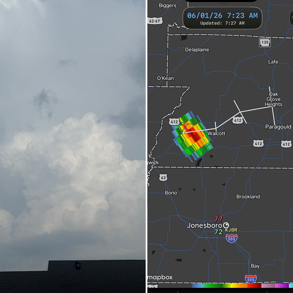 ryanvaughan's tweet photo. Sitting on my back porch, watching this little storm pop up! Watching storms never gets old and will always be my passion. https://t.co/4M8wqmlhy6