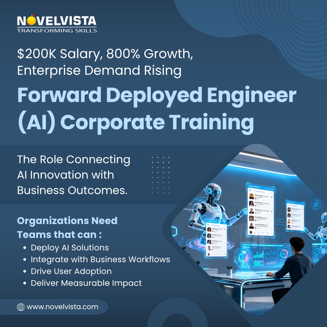 NovelVista's tweet photo. 𝐀𝐈 𝐢𝐬 𝐧𝐨 𝐥𝐨𝐧𝐠𝐞𝐫 𝐭𝐡𝐞 𝐜𝐡𝐚𝐥𝐥𝐞𝐧𝐠𝐞.

𝐃𝐞𝐩𝐥𝐨𝐲𝐢𝐧𝐠 𝐀𝐈 𝐬𝐮𝐜𝐜𝐞𝐬𝐬𝐟𝐮𝐥𝐥𝐲 𝐢𝐧𝐬𝐢𝐝𝐞 𝐭𝐡𝐞 𝐞𝐧𝐭𝐞𝐫𝐩𝐫𝐢𝐬𝐞 𝐢𝐬

𝐁𝐨𝐨𝐤 𝐚 20-𝐌𝐢𝐧𝐮𝐭𝐞 𝐒𝐜𝐨𝐩𝐢𝐧𝐠 𝐂𝐚𝐥𝐥 :- https://t.co/yA0jumiDrG

#ForwardDeployedEngineer #CorporateTraining https://t.co/RFzjmzr8t9