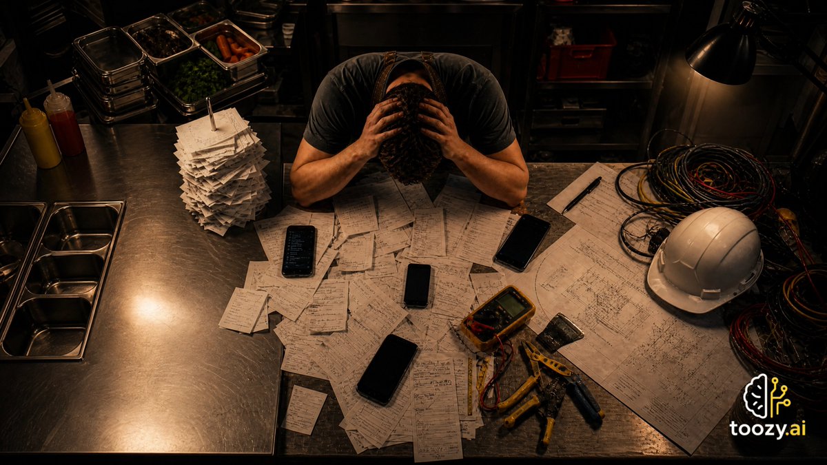 toozyai's tweet photo. Most service businesses run on 5, 6, or 7 systems. None of them talk to each other.
So you spend hours daily making them talk manually. You don't see the cost until it's too late.
Toozy connects your tools. Your team focuses on what matters.
https://t.co/lqcPe9sBnl
#LessChaos https://t.co/vBwcSYXqSu